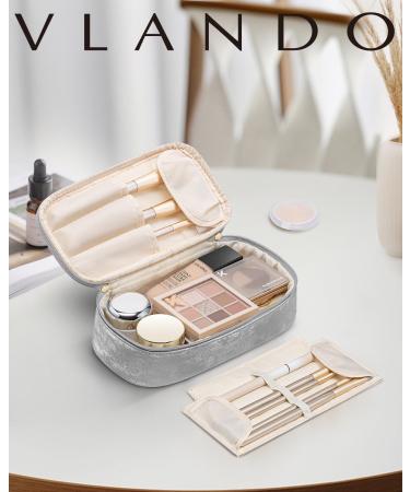 Vlando Travel Makeup Bag Small Pouch for Purse Portable Makeup & Accessories Cosmetics - Silver - Buy Online on GoSupps.com