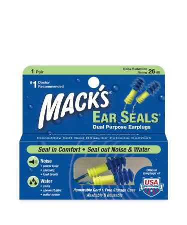 Mack's Ear Seals Dual Purpose Earplugs 1 Pair (Pack of 3)