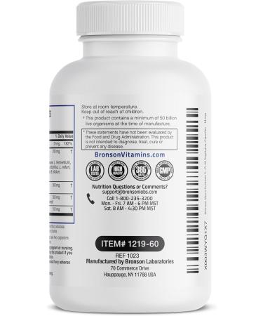 Bronson Men's Probiotic 50 Billion CFU Plus Prebiotic with Ashwagandha Fenugreek & Zinc Supports Healthy Digestion & Immune Function Non-GMO 60 Vegetarian Capsules - Buy Online on GoSupps.com