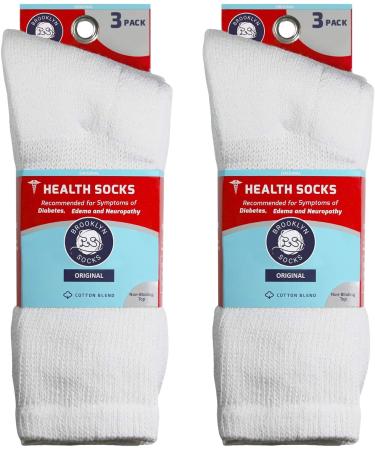 Women's 6 Pairs Diabetic Neuropathy Cotton Crew Socks, Extra Stretchy (Size 6-12, White) - Buy Online on GoSupps.com