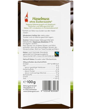 Birkengold Zartbitter Chocolate with Nuts 3 x 100 g - Buy Online on GoSupps.com