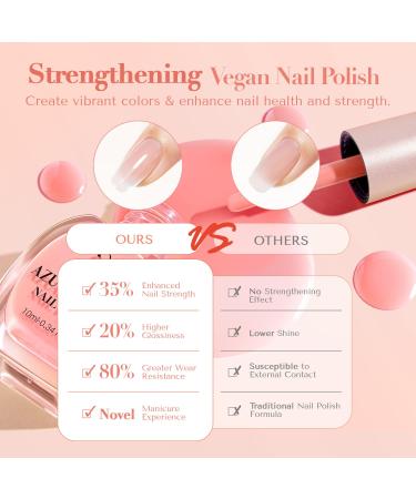 AZUREBEAUTY Vegan Nail Polish Set - 4 Colors Quick Dry Natural Lacquer & Treatment Kit | DIY Salon at Home - Buy Online on GoSupps.com