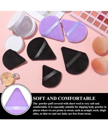 12-Piece Black Purple Powder Puff Set for Makeup Application | Soft Triangular Body Cosmetic Sponges for Foundation, Mineral & Loose Powder - Wet/Dry Makeup Tools - Buy Online on GoSupps.com