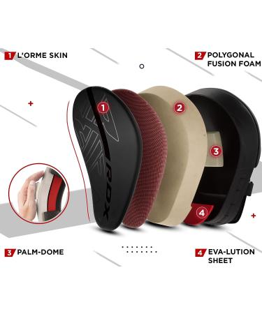 RDX Curved Focus Mitts - Maya Hide Leather | Adjustable Strap | Ventilated | MMA Muay Thai Kickboxing Coaching - Buy Online on GoSupps.com