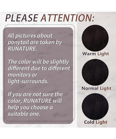 Runature 35cm Black Ponytail Hair Extensions - Real Human Hair 70g Natural Black #1B Smooth Braid - Buy Online on GoSupps.com