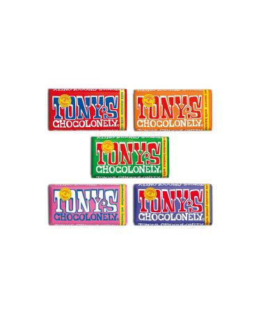 Tony's 5 x 180g Bars - Raspberry/Milk/Caramel/Pretzel/Hazelnut