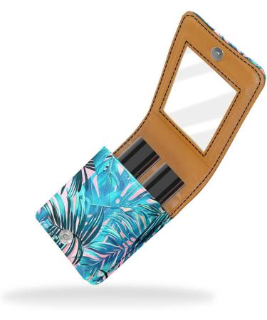 Travel Lipstick Organizer Case | Portable Makeup Bag with Mirror | Tropical Palm Leaf Design - Y246v3cvny - Buy Online on GoSupps.com