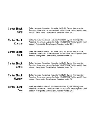 100 Center Shock Chewing Gum Trial Package - All 13 Flavors: Strawberry Apple Cola Cherry & More | Shop Internationally - Buy Online on GoSupps.com