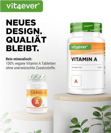 Vitamin A 10 000 I.E. (3000 g) - 240 Vegan Tablets | High-Dose Retinyl Acetate | Pure & Lab-Tested | No Additives - Buy Online on GoSupps.com