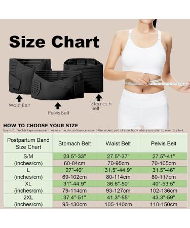 3-in-1 Postpartum Belly Band Wrap | Recovery Girdles Abdominal Binder | Support Belt for Belly, Waist, Pelvis & Back (Black, Large) - Buy Online on GoSupps.com