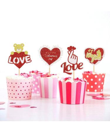 Keaziu 24 Pack Happy Valentine's Day Cupcake Toppers I Love You Heart Cupcake Picks Love Cupcake Toppers for Wedding Proposal Engagement Bridal Shower Sweet Love Theme Party Cake Decoration Red 4 - Buy Online on GoSupps.com