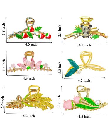WODICO 6 Pcs Cute Flower Claw Clips for Thin or Thick Hair - Golden Metal Hair Accessories for Women & Girls - Buy Online on GoSupps.com