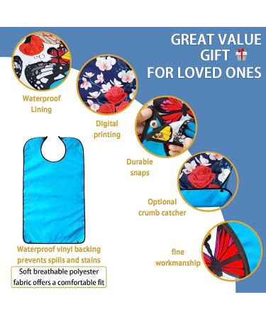Pafusen 3 Pack Adult Bibs for Elderly Women - Reusable Clothing Protector with Crumb Catcher - Waterproof and Adjustable - Buy Online on GoSupps.com