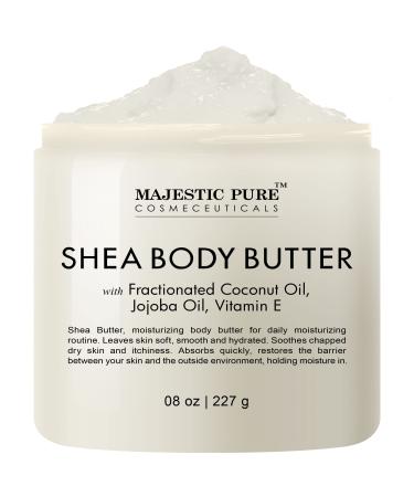 MAJESTIC PURE Shea Body Butter - Intense Hydrating with Fractionated Coconut Oil, Jojoba, and Vitamin E - Moisturize for Dry, and Oily Skin - For All Skin Types - Skin Care for Men and Women - 8 oz - Buy Online on GoSupps.com