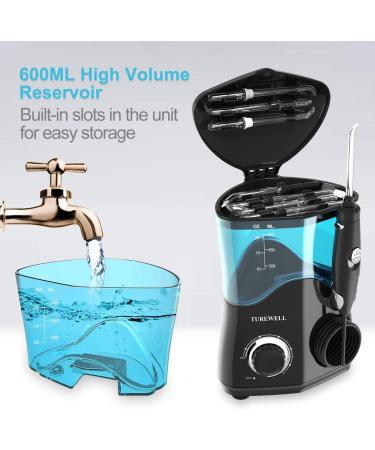 Turewell Electric Oral Shower - Professional Mouth Shower with 10 Adjustable Water Pressures 600ml Capacity & 8 Nozzle Tips (Black) - International Shipping Available - Buy Online on GoSupps.com