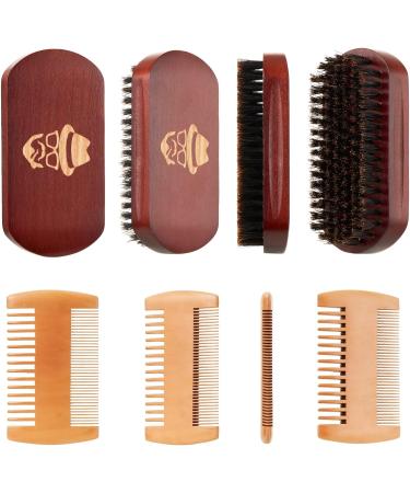 100% Boar Bristle Beard Brush with Black Walnut Wood Comb - Facial Hair Grooming Tool - Buy Online on GoSupps.com