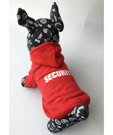 Zoonpark Dog Hoodie - Warm Fleece Clothing for Small Medium & Large Dogs - Winter Security Inscription - Red Size L (34cm Back Length) - Buy Online on GoSupps.com