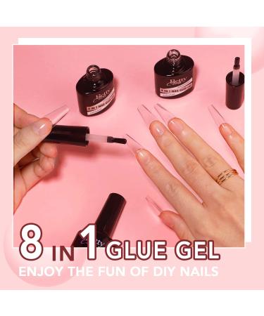 BettyCora 8 in 1 Gel Nail Glue - Super Strong Acrylic Nail Adhesive | 12ML Brush On Base Gel, Slip Solution, Strengthener, UV Nail Glue | Curing Needed - A0 Formula - Buy Online on GoSupps.com