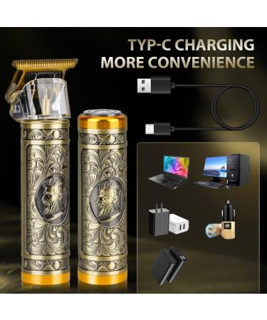 3 in 1 Mini Hair Clippers & Nose Trimmer Set for Men - Cordless & Rechargeable - Zero Gapped T Blade - Gold - Perfect for Barbers and Home Use - Buy Online on GoSupps.com