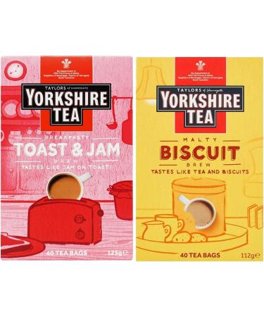 Yorkshire Tea Bags Bundle - Malty Biscuit and Toast & Jam Brew Flavoured Tea (80 Bags) - Buy Online on GoSupps.com