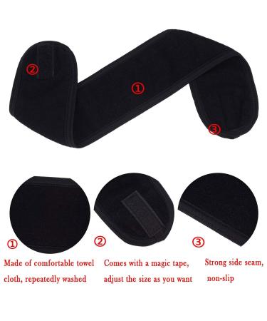 Onwon 2 Pack Facial Spa Headband with Magic Tape - Black Terry Cloth Stretch Towel Head Wrap for Bath, Makeup, Yoga and Sport - Buy Online on GoSupps.com