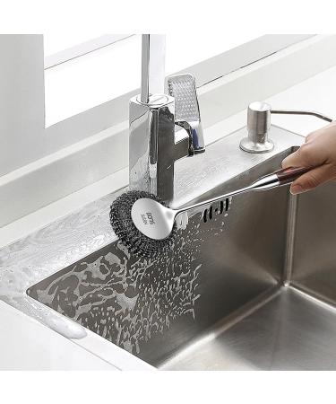 Fovolat Dishwashing Cleaning Brush | with Long-Handle Stainless Steel Scrubbing Brush Kitchen Cleaning Metal Stainless Steel Scrubbing Brush Non Stick Pot Steel Wire Ball - Buy Online on GoSupps.com
