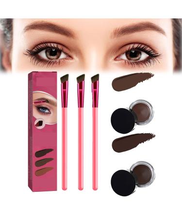 Home Eyebrow Care Kit 4d Laminated 4d laminated brow home-grooming kit 4D Hair Stroke Brow Stamp Brush-Waterproof and Long Lasting Multi-Function Eyebrow Brush (3pcs Taupe) 3pcs Taupe