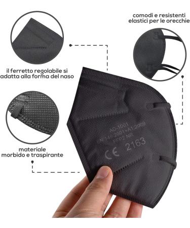 Lexuslance 20 Black L ne FFP2 Masks | CE EN149:2001 + A1:2009 | Stylish & Secure | 4 Sealed Bags of 5 Masks - Buy Online on GoSupps.com