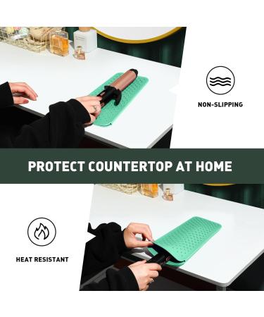 ZAXOP Silicone Heat Resistant Mat | Flat Iron Holder & Storage Pouch for Hot Hair Tools | Mint Green Star Point - Buy Online on GoSupps.com
