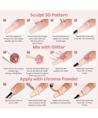 MIZHSE Solid Sculpture Builder Gel for Nails Clear Non-Stick Hand Nail Extension Gel Nails Starter Kit with Mini Nail Lamp - 10W U V/LED Nail Dryer U V Light for Nails for 3D Nail Gel Nail Polish Kit transparent - Buy Online on GoSupps.com
