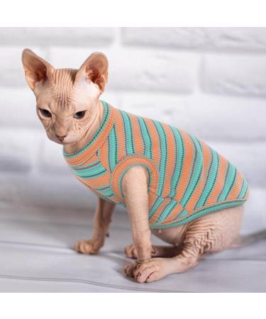 OUOBOB Sphynx Cat Clothing - Breathable Summer Shirts & Sweaters for Hairless Cats | Stylish Stripes for Sphynx Cornish Rex & Devon Rex - Buy Online on GoSupps.com