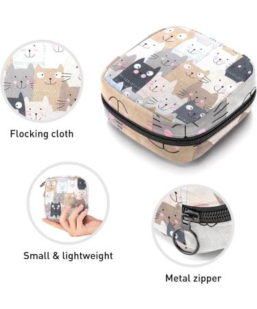 GIAPB Period Bag | Sanitary Napkin Storage & Travel Makeup Pouch | Cartoon Cat Design - Buy Online on GoSupps.com
