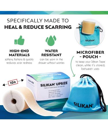 Silikan Upsize Gel Scar Silicone Tape - Medical Grade Keloid Scar Strips for Fast Breast Tissue Recovery - Extra Long Roll Sheets - Buy Online on GoSupps.com