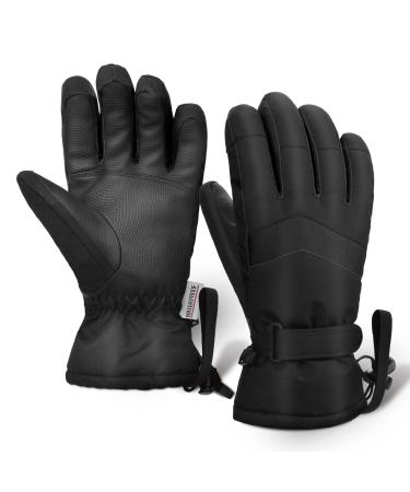 Homord winter gloves for men & women waterproof ski gloves winter warm snow gloves with touchscreen for skiing snowboarding snow sled ice skating L (size 8-8.5) black