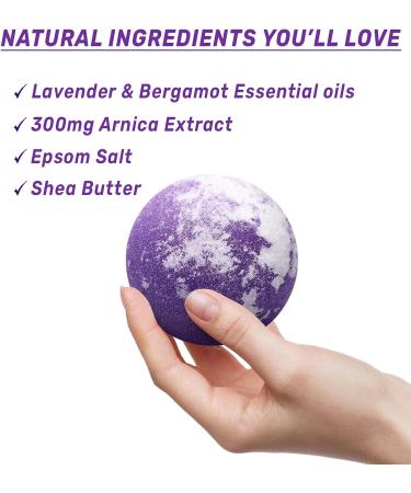 Organic 300mg Arnica Montana Bath Bombs Gift Set with Lavender & Bergamot Essential Oils for Stress Relief - Ideal Spa Gifts for Men & Women - Bubble Bath Fizzies for Relaxation - Buy Online on GoSupps.com