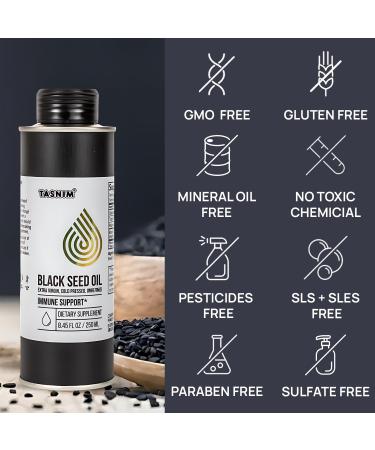 100% Ethiopian BlackSeed Oil 8.45 Oz - Cold Pressed Black Seed Oil for Immune Support High Potency 5.7% - 21% Thymoquinone Skin Hair & Overll Health - Unrefined Black Cumin Seed Oil - Gluten Free 8.45 fl oz - Buy Online on GoSupps.com