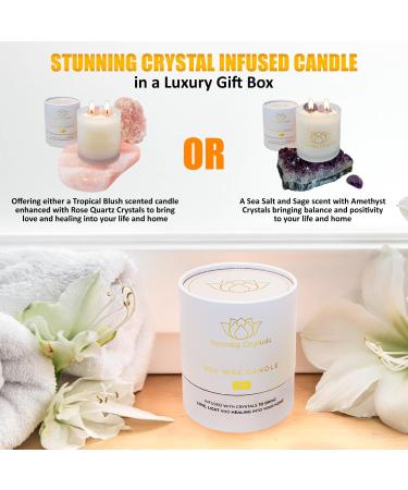 Serenity Crystals Candle Infused with Amethyst, Sea Salt & Sage - Natural Relaxation and Positive Energy - Buy Online on GoSupps.com