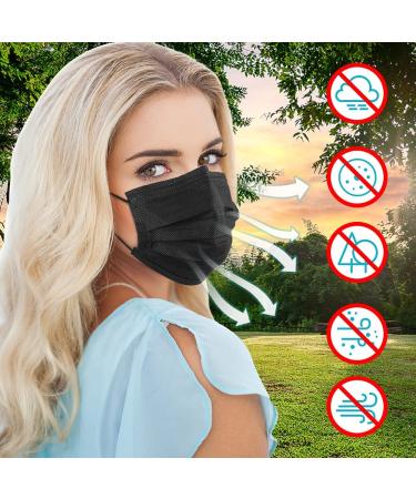 Egook Black Disposable Face Masks - 100 Pack 3 Ply Masks (Black) - 100 Pack - Buy Online on GoSupps.com
