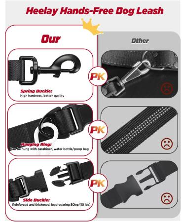 Heelay Hands Free Dog Leash - 8.2ft Multifunctional Crossbody Rope for Small, Medium & Large Dogs - Walking, Jogging, Running - Black - Buy Online on GoSupps.com