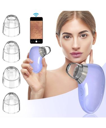 Blackhead Remover Pore Vacuum with Camera  DCOVOR Professional Visual Pimple Sucker Acne Comedones Extractor  3 Suction Power & 4 Probes Rechargeable Face Cleaning Tool for Men Women  Purple