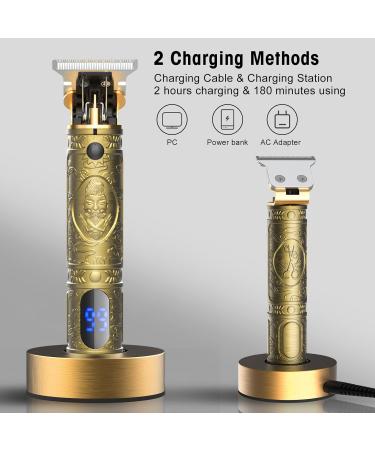 Suttik Cordless Professional Hair Clipper with Charging Dock - Men's Haircut & Grooming Kit - Rechargeable LED Display - Gold - Buy Online on GoSupps.com