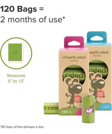 Earth Rated Unscented Dog Waste Bags - 120 Bags & 8 Refill Rolls - Buy Online on GoSupps.com
