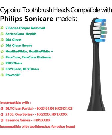 Gypoirul Toothbrush Replacement Heads - 10 Pack Compatible with Philips Sonicare, Sonic Toothbrush Heads in Black - Buy Online on GoSupps.com