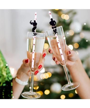 36Pcs Bachelorette Party Decorations Straws Stripper Pole Dancing Men Confetti Straws Party Paper Straws for Bachelorette Decorations Bridal Shower Favors Supplies (Rose Gold) - Buy Online on GoSupps.com