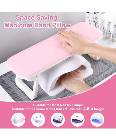 ROLIZOE Foldable Nail Arm Rest 40cm Soft PU Leather Manicure Pillow Nail Cushion No Drilling Anti-Slip Manicure Hand Rest with Nail Mat Nail Hand Pillow Manicure Cushion Beginner for Nail Art (Pink) - Buy Online on GoSupps.com