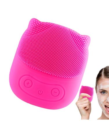 Face Exfoliator Scrubber - Penguin Shape Electric Face Scrubber - Skin Care Face Brushes for Women and Men Waterproof Electric Face Brush for Deep Cleaning Skin Red