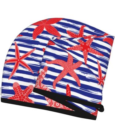 Hair Towel Wrap - Quick Drying Towel Turban with Button | Sea Stars Design for Effortless Hair Care - Buy Online on GoSupps.com