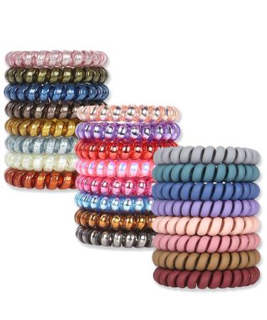 Spiral Hair Ties 24Pack No Crease Hair Ties Colorful Phone Cord Hair Ties Hair Coils Elastic Coil Hair Ties for Women Girls Apply to Curly Straight Thick Thin Short Long