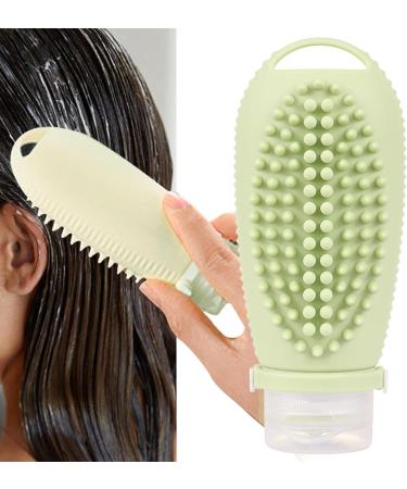 Oshhni 2 in 1 Hair Shampoo Brush & Travel Bottle - 100ml Cleaning Brush - Creative Green Gifts for Hair Care - Buy Online on GoSupps.com