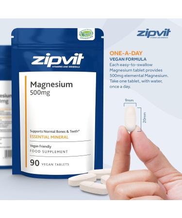 High Strength Magnesium 500mg Supplement - 90 Vegan Tablets | 3 Months Supply | Reduce Fatigue & Tiredness - Buy Online on GoSupps.com